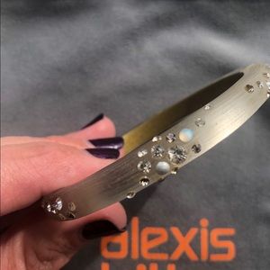 Alexis Bittar Gold Hinged Crystal Bangle
